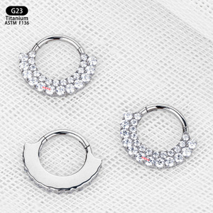 G23 <b>Titanium</b> Nose <b>Ring</b> 8mm With Zircon Channel Setting Everyday Wear Jewelry - Product Image 4