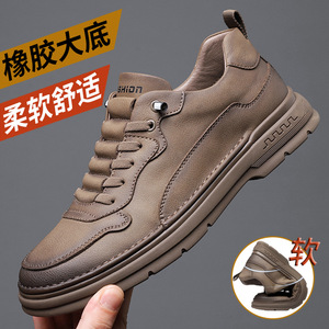 Zapatos Casuales de Primavera para Hombre de Cuero, con Punta Redonda, Suela de Goma, Suaves y Cómodos, con Cordones, Estilo Náutico - Product Image 1