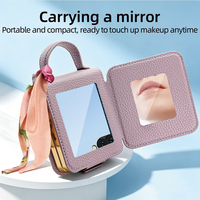 Étui de luxe en cuir PU électroplaqué pour téléphone portable Z Flip 8/7/6/5/4/3 avec miroir de maquillage et dragonne antichoc pour filles