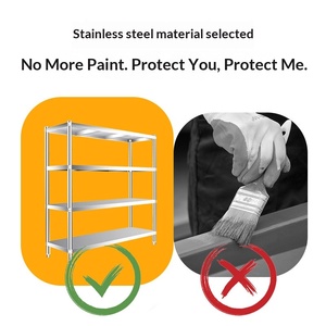 Estante de Exhibición y Almacenamiento Rectangular de Acero Inoxidable Personalizado, 4 Estantes, Diseño Moderno y Simple para <span class=keywords><strong>Supermercado</strong></span>/Cocina/Almacén - Product Image 6