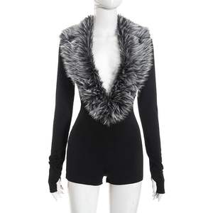 Combinaison Femme Personnalisée 2026 à Manches Longues, Col en Fourrure, Taille Haute, Tricotée, Tenue de Soirée - Product Image 5