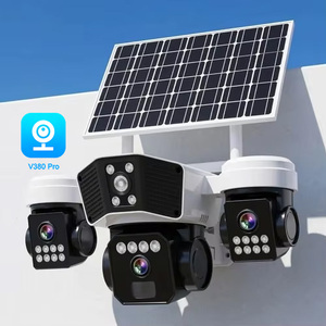 Cámara de Seguridad Exterior QL31 con Triple Lente, Energía Solar, PTZ 360°, Visión Nocturna a Todo Color, Aplicación V380 Pro, Monitoreo de Granjas y Patios - Product Image 1