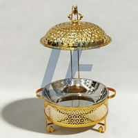 Chauffe-Plat de Luxe Lefeng pour Buffet, en Acier Inoxydable, 8,0 L, Doré, avec Support et Couvercle, Maintien au Chaud 60-80°C