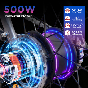 Vélo de montagne électrique sportif, batterie au lithium 36V 500W, moteur à moyeu arrière 26 pouces, moteur sans balais à engrenages, suspension arrière, vélo électrique pour adultes - Product Image 5