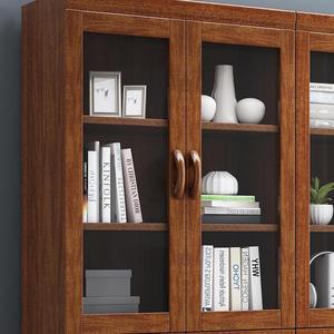 Okusu Furniture <b>Solid</b> Walnut <b>Wood</b> <b>Bookcase</b> With Drawers 5 Door Modern Chinese Style Home Library Storage Shelf - Product Image 3
