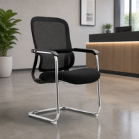 Chaise de bureau ergonomique en maille, dossier haut, base cantilever, support lombaire, cadre chromé, pour bureau à domicile et école