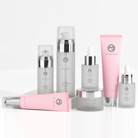 Benutzer definierte Farbe 20ml-120ml flache Schulter Kosmetik glas Lotion Pump flasche klar gefrostet mit Schraub verschluss
