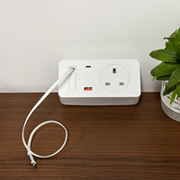 Multiprise à pince pour bureau (norme UK), prise à pince à charge rapide PD 20W avec USB-C et USB-A, prise UK 13A, pour la maison et le bureau