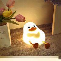 Lampe de chevet mignon caneton Rechargeable 7 couleurs Clap veilleuse pour enfants Silhouette scènes de nuit pour un sommeil calme