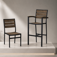 Mobilier d'hôtellerie, ensemble de restaurant en aluminium résistant aux intempéries, bistrot, café, table et chaises de style antique en teck