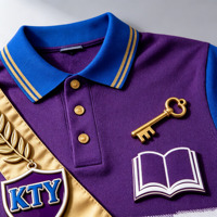 Pull tricoté personnalisé à manches courtes pour fraternité, motif écossais violet et bleu, broderie de badge, pour homme