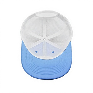 Casquette Trucker en Maille Bleu Clair avec Logo Personnalisé en Cuir, 6 Panneaux, Style Décontracté Quatre Saisons pour Tous, Fabriquée au Vietnam, Fournisseur - Product Image 4