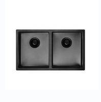 Évier de cuisine rectangulaire de plus de 31x18x8 pouces, prix d'usine, Double bol noir