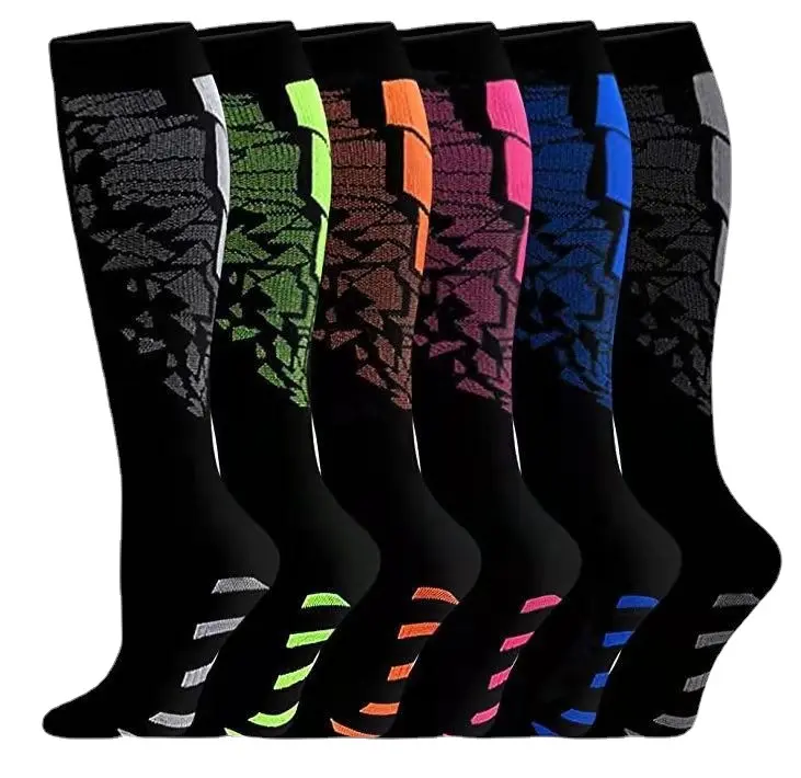Running Wholesale Men Women Sports Nylon Knee High Compression Socks For Running Cycling