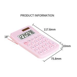 เครื่องคิดเลขตั้งโต๊ะพลังงานแสงอาทิตย์ 12 หลัก สีชมพู สวยงาม - Product Image 3