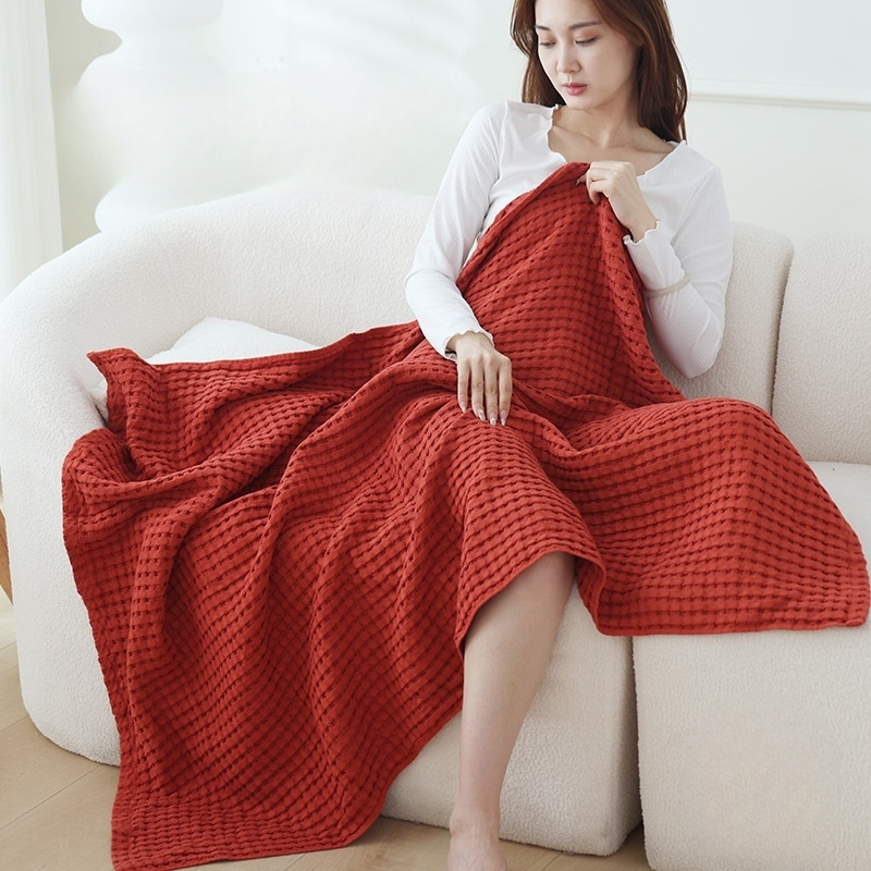 Waffle Weave Throw Blanket for Sofa