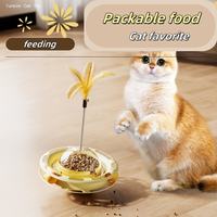 Jouet interactif pour chat : carrousel à bascule avec bâtonnet de stimulation pour l'alimentation lente, soulagement de l'ennui, entraînement et distributeur de friandises
