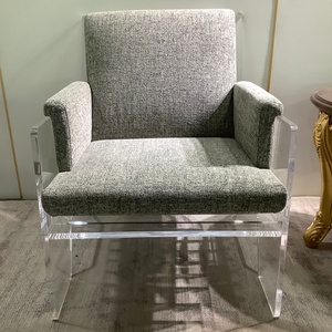 <span class=keywords><strong>Fauteuil</strong></span> fantôme moderne avec structure en acrylique transparent, chaise d'appoint rembourrée transparente pour hôtel de charme et intérieur contemporain - Product Image 3