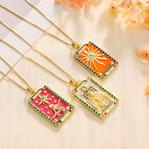 CZ smalto eremita giudizio morte collana pendente placcato oro tarocchi collana pendente per donna - Product Image 4