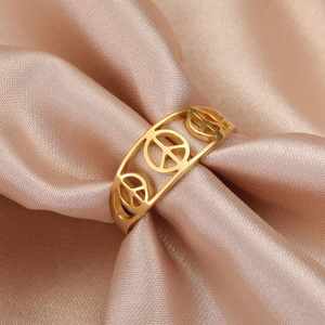 Bagues Symbole de Paix Myshape en Acier Inoxydable pour Femme, Amulette de Protection, Bijoux Anti-Guerre, Cadeaux en Gros - Product Image 2