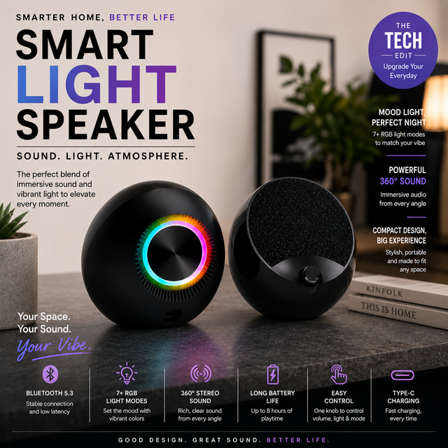 Premium RGB Lights Wireless Subwoofer 5W*2 Multifunction Home Office Stereo USB Powered Computer Speaker with Volume Adjustment
