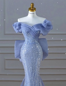 Vestidos <span class=keywords><strong>de</strong></span> Fiesta Elegantes con Cuentas y Hombros Descubiertos, Vestido <span class=keywords><strong>de</strong></span> Cola <span class=keywords><strong>de</strong></span> Pez <span class=keywords><strong>para</strong></span> Mujer, Gran Venta - Product Image 2