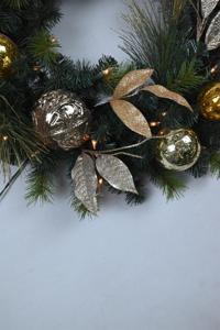 Factory Customized Round Artificial Green <b>Pvc</b> Xmas Wreath Decoration Artificia Christmas Wreath with Ball - Product Image 3