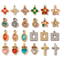 Pendentif DIY vintage français en forme de croix fleurie incrusté de zircon, breloques géométriques en acier inoxydable pour femmes, collier personnalisé