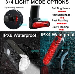 Juego de Luces Delanteras y Traseras Recargables por USB para Bicicleta, Resistentes al Agua, Accesorios para Equipamiento de Ciclismo, Venta al Por Mayor - Product Image 3