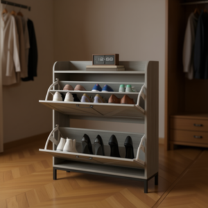 Zapatero de Madera de Tres Niveles, Tipo Vertical, Ahorra Espacio, Organizador de Almacenamiento para Armario y Zapatos - Product Image 2