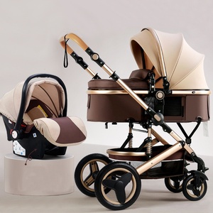 Poussette bébé en métal avec siège panier, position assise et allongée, bidirectionnelle, haute position, pliable, pour nouveau-né, quatre roues, capacité de charge 15 kg - Product Image 1