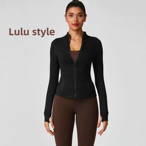 Jaket Yoga Olahraga Musim Gugur Premium Wanita Lu-Lu dengan Ritsleting untuk Lari di Luar Ruangan, Kebugaran, Bernapas, Slim Fit, dan Menonjolkan Bentuk Tubuh - Product Image 1