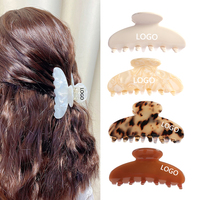 MiDairy LOGO PERSONNALISÉ 3000+ COULEURS Grandes pinces à cheveux de 9 cm en forme ronde, motif écaille de tortue, pinces requin