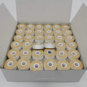 Black and White Paper Side Pre Wound Bobbin 70D/2 75D/2 L Style Polyester Embroidery Thread