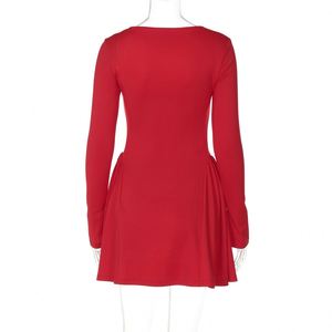 Dropshipping Abito Mini Casual di Alta Qualità, Tinta Unita, Slim Fit, Linea A, Maniche Lunghe, Stile Impero, <span class=keywords><strong>Vestiti</strong></span> per <span class=keywords><strong>Donna</strong></span> - Product Image 6