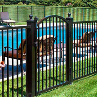 Venta al por mayor galvanizado 6ftx8ft tubo de metal anti-óxido de seguridad valla de acero para piscina paneles al aire libre cerca de hierro superior plana