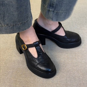 Zapatos de Tacón Alto de Moda de Alta Calidad, Zapatos de Primavera Ligeros y Cómodos con Punta Redonda de Cuero Genuino para Mujer - Product Image 4