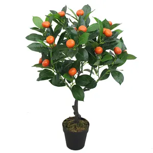 Small artificial orange tree plants for home decoration faux fruit tree bonsai for shopping mall supermarket sale