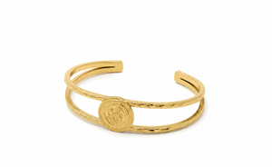 DIVYORO Gold Plated Ornamental Coin Detail Open Kada for <b>Men</b> Premium Designer Bracelet Statement Fashion Jewelry - Product Image 4