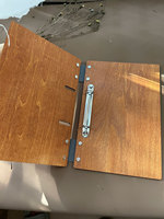 Carpeta de Menú Clásica de Madera con Logotipo Personalizado Grabado con Láser, A5, Personalizable, de Cuero Sintético con Anillas Metálicas para Menús de Cafetería