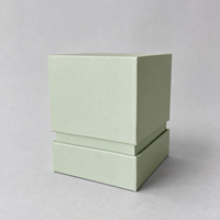 Caja de Cartón Rígido Verde Claro Mate Personalizada con Impresión de Texto Minimalista para Empaque de Fragancias