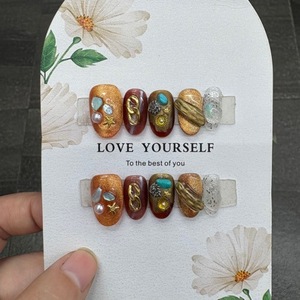 Uñas Postizas Rosadas Encantadoras al por Mayor con Pedrería 3D, Uñas Acrílicas Hechas a Mano, Uñas Postizas con Logotipo Personalizado - Product Image 2