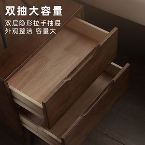 โต๊ะข้างเตียงไม้เนื้อแข็ง สีวอลนัท 2 ลิ้นชัก เฟอร์นิเจอร์ห้องนอน - Product Image 5