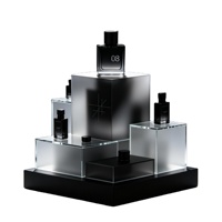 Support de présentation de parfum en acrylique transparent à plusieurs niveaux, présentoir en acrylique cubique de luxe pour boutique de détail, vitrine pour flacons de cosmétiques
