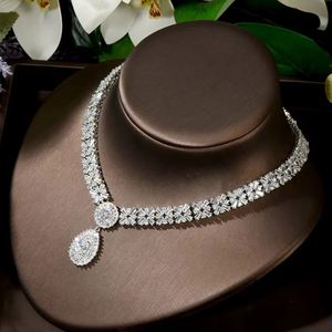Hibride Độc Quyền Dubai Màu Trắng Đồ Trang Sức Sang Trọng Cubic Zirconia Vòng Cổ Bông Tai Vòng Đeo Tay Đảng Trang Sức Set Cho Phụ Nữ N-1478 - Product Image 5