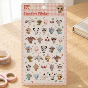 สติกเกอร์ติดผนัง PVC ฮินาคุ ลายเพื่อนน่ารักสไตล์เกาหลี นุ่มนิ่ม ตัวการ์ตูน 3 มิติ พิมพ์ลาย UV สำหรับตกแต่งสมุดบันทึก ของขวัญสำหรับเด็ก - Product Image 2
