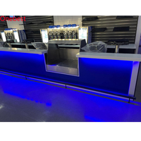 Meubles de bar pour restaurant, comptoir de bar haut moderne en Corian à surface solide avec éclairage LED