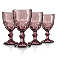 Vaisselle en gros, verres à vin vintage violets, verres à pied serpentins colorés, ensemble de verrerie 300 ml pour mariage