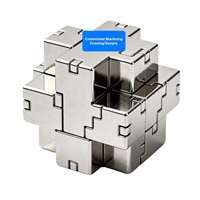 Pièces de bloc métallique d'usinage EDM de fil de précision composants d'assemblage carrés en acier inoxydable usinés par CNC fil Edm Puzzle Cool Cube