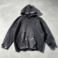 Sweat à capuche en molleton français haut de gamme à ourlet brut, effet vieilli et délavé, personnalisable, fabriqué en Chine